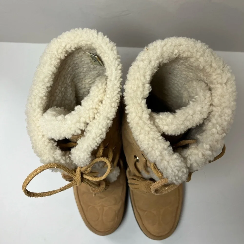 Coach Suede Shearling Boots Size 8B